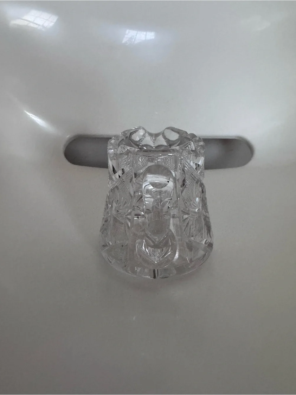 Vintage Cut Crystal Mini Creamer Pitcher ABP Style Hobstar Starburst Heavy Glass